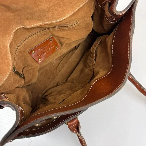 EUC Patricia Nash Vienna Tan/Brown Leather Satchel Bag - Picture 10 of 14